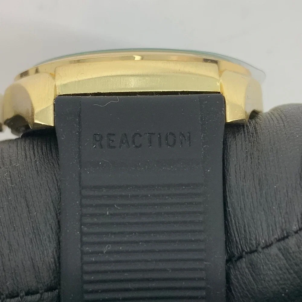 Reaction Kenneth Cole Men's Gold‎ Tone Watch with Black Band and Box